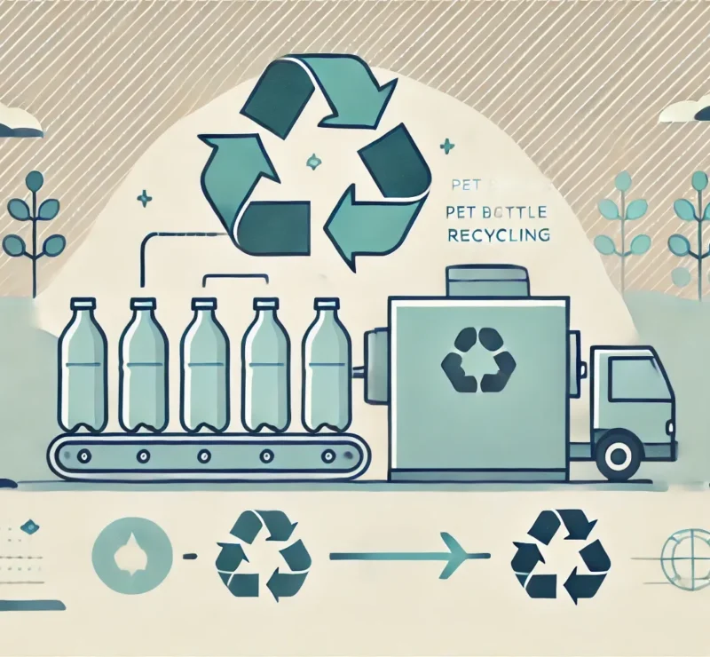 PET bottle recycling process illustration
