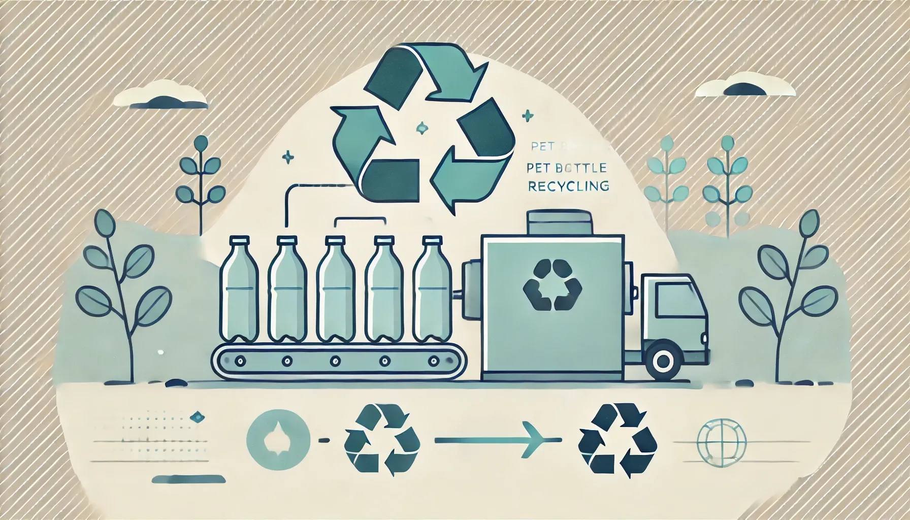 Illustration du processus de recyclage des bouteilles PET