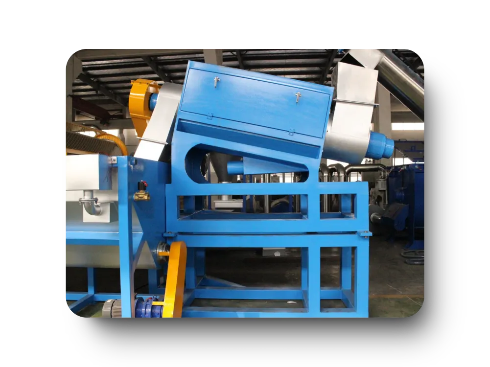 Industrial blue machine in a factory setting