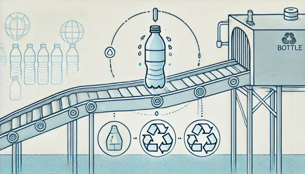 Plastic bottle recycling process illustration