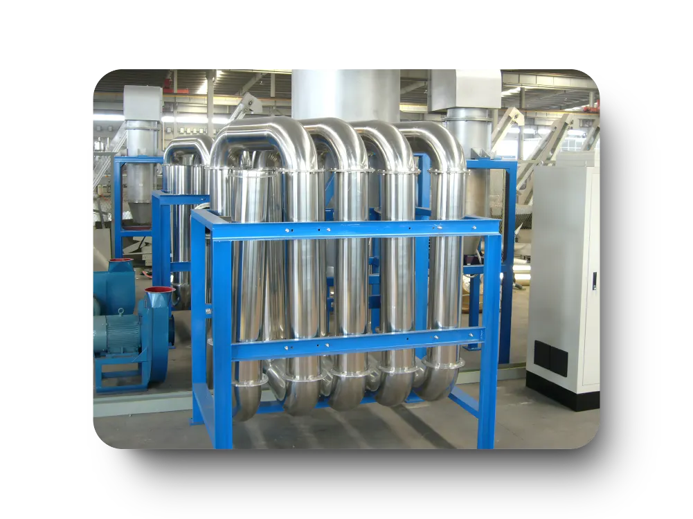 Industrial machinery with polished metal pipes