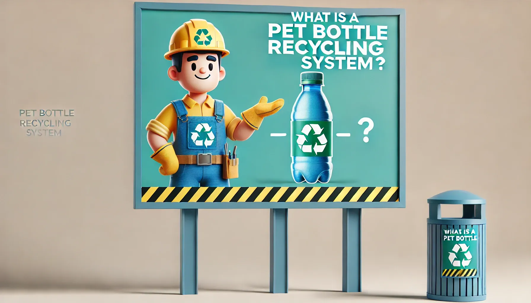 Cartel publicitario del sistema de reciclaje de botellas PET.