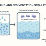 Spül- und Sedimentationstrennung beim Flaschenrecycling
