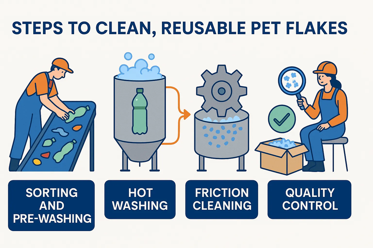 STEPS TO CLEAN, REUSABLE PET FLAKES